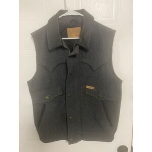 Powder River Outfitters Size M Gray/Black Piping Wool Blend Men's Vest- Men's